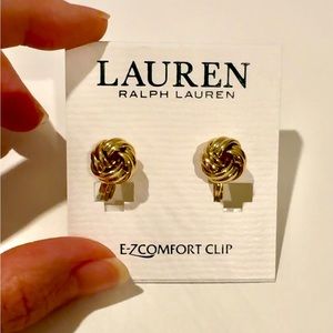 Lauren Ralph Lauren Knot Stud Clip-On Earrings gold color